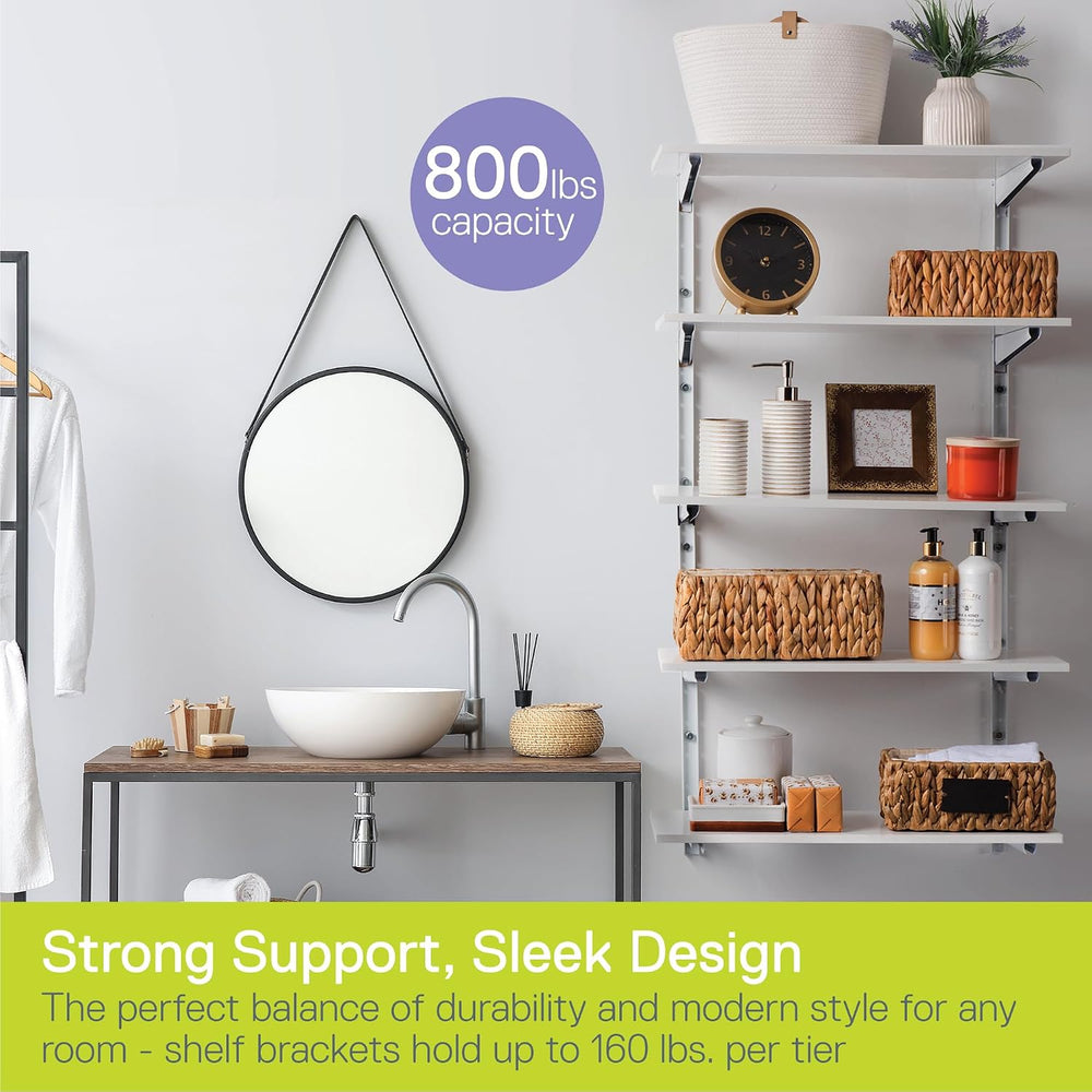Delta Minimalistic White Shelf Brackets Cycle, Set of 10 Fully Adjustable 12-...