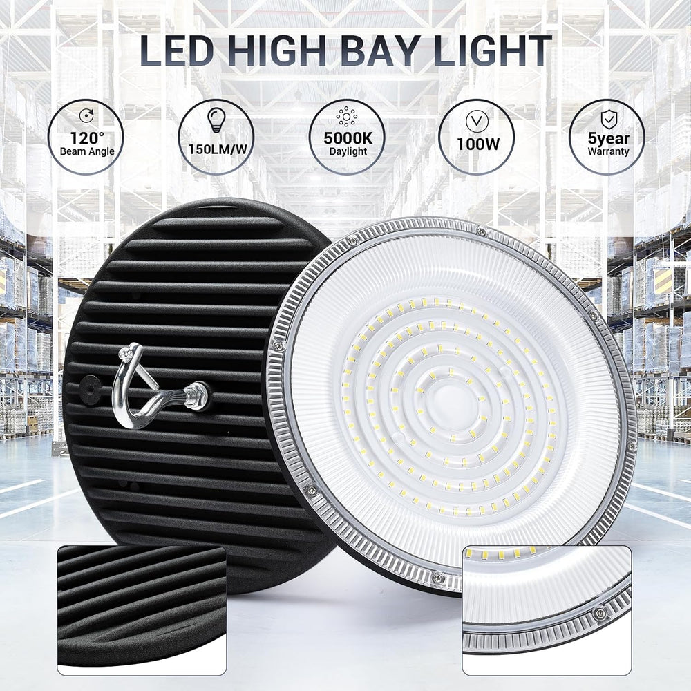 XYCN 100W UFO Led High Bay Light(10 Pack),IP66 Waterproof,120VAC,15050LM 5000...