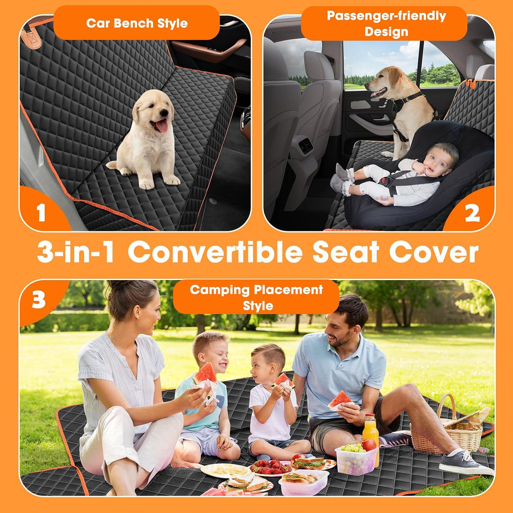 MIXJOY Dog Car Seat Cover for Back Seat, Rear Bench Seat Cover for Trucks