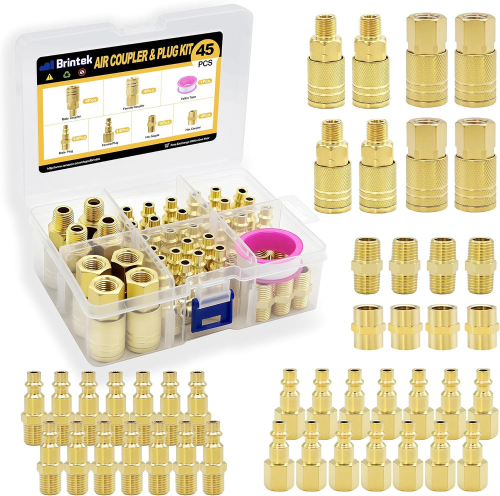 45PCS 1/4" Air Hose Fittings Quick Connect Coupler&Plug Assortment