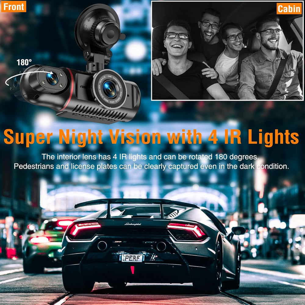 Dual Dash Cam Front and Inside with 64GB Card