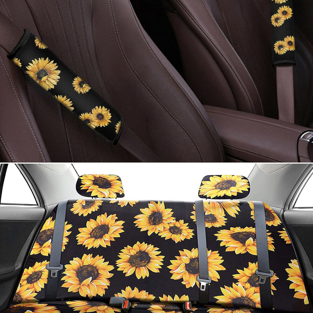 23 pcs Sunflower Car Accessory Steering Wheel Cover Seat Protector