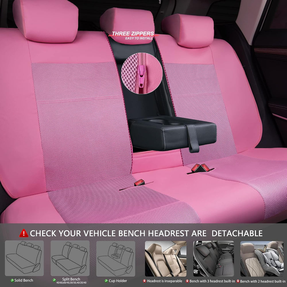 CAR PASS Pink Leather Seat Cover Automotive Breathable Universal Car Seat Cov...