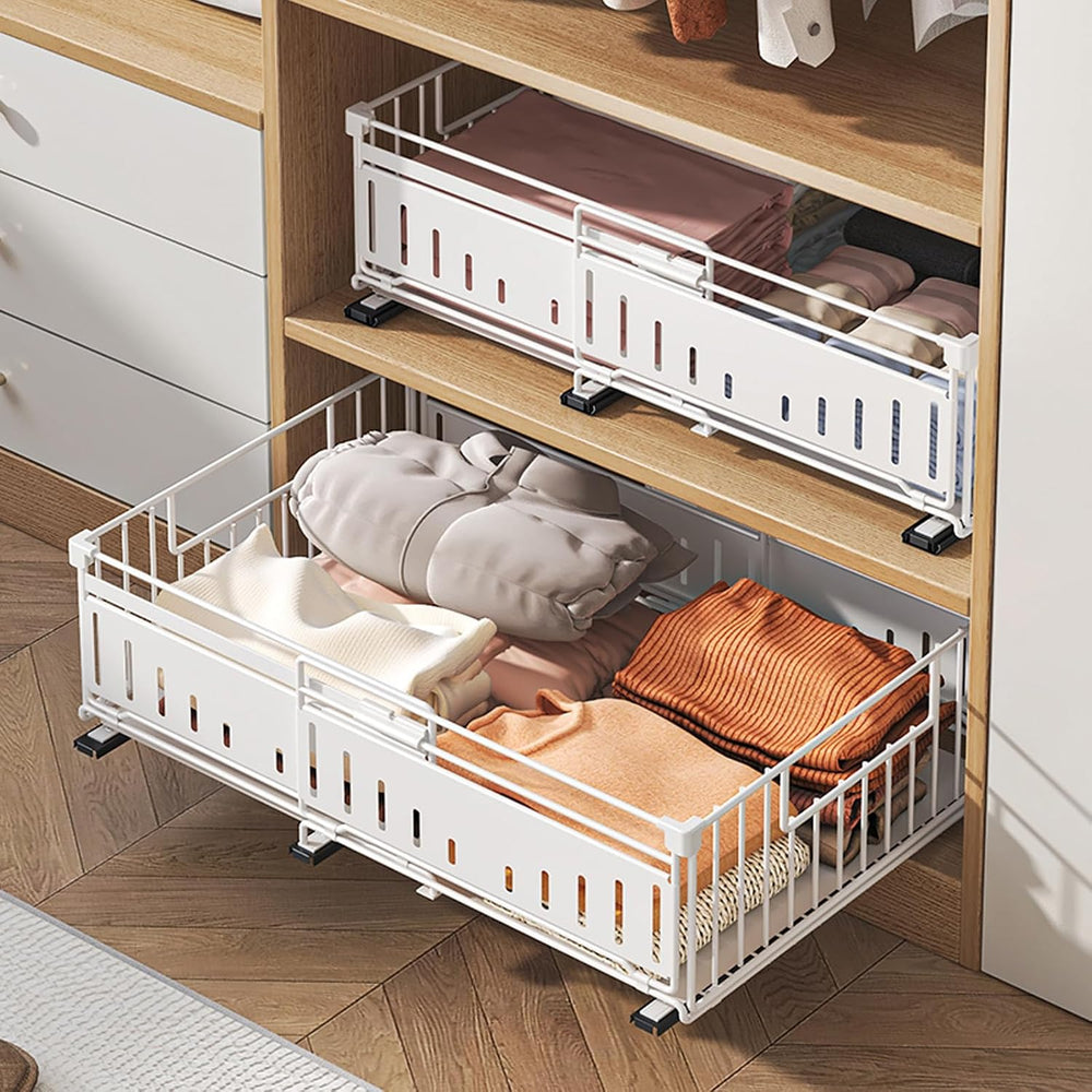 Expandable Pull Out Cabinet Organiser, No Drill Adhesive Slide Out Kitchen Dr...