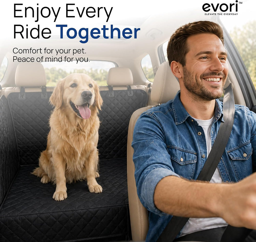 evori Dog Car Seat Cover for Back Seat Waterproof Hammock with Mesh Barrier