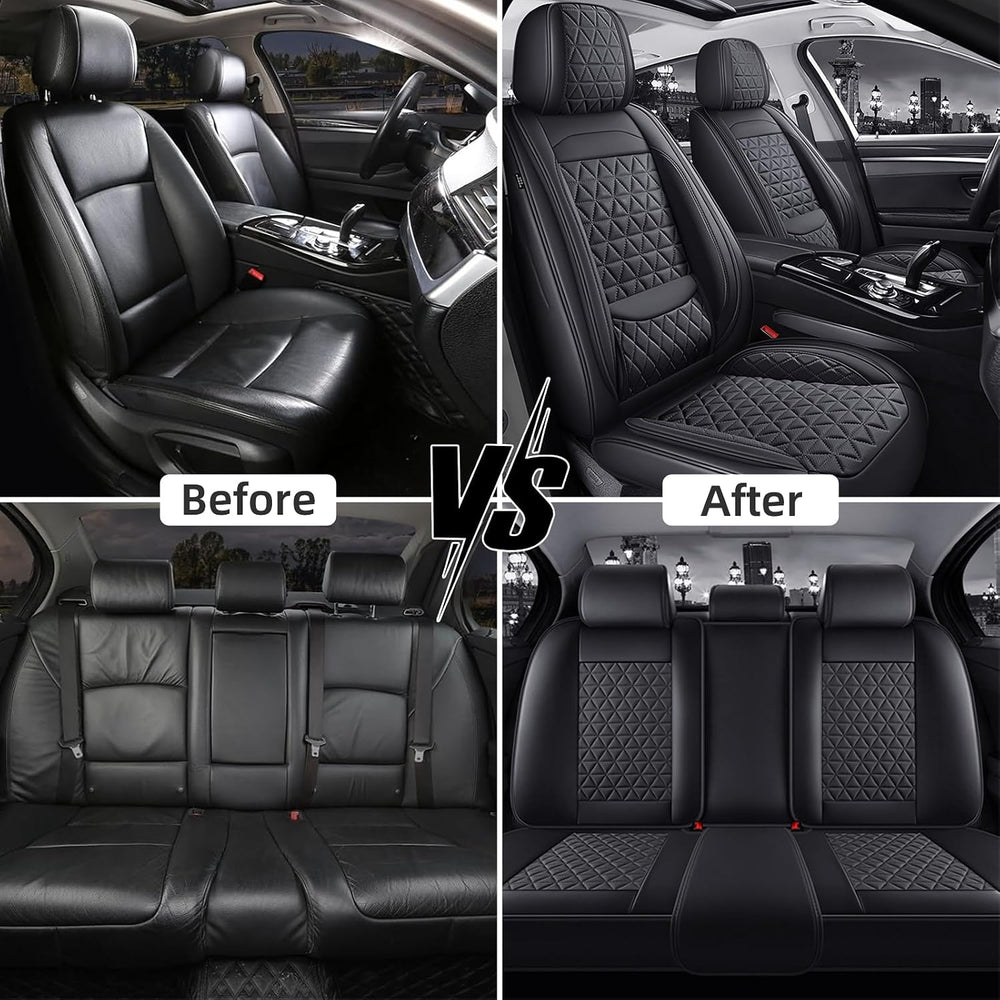 Black Car Seat Covers Full Set Leather Seat Cover for Car SUV Truck