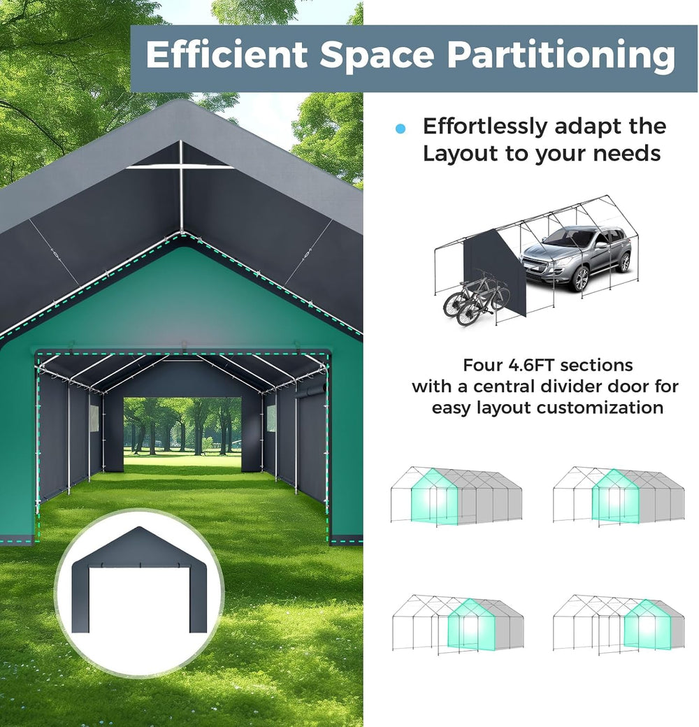 13x24 ft Carport Storage Shelter Shed Outdoor Portable Garage