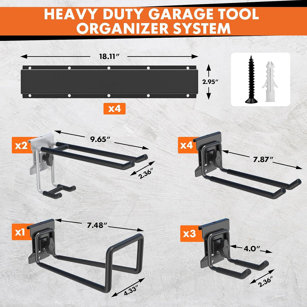 64'' Garage Tool Organizer Wall Mount, 620lbs Heavy Duty Metal Storag...