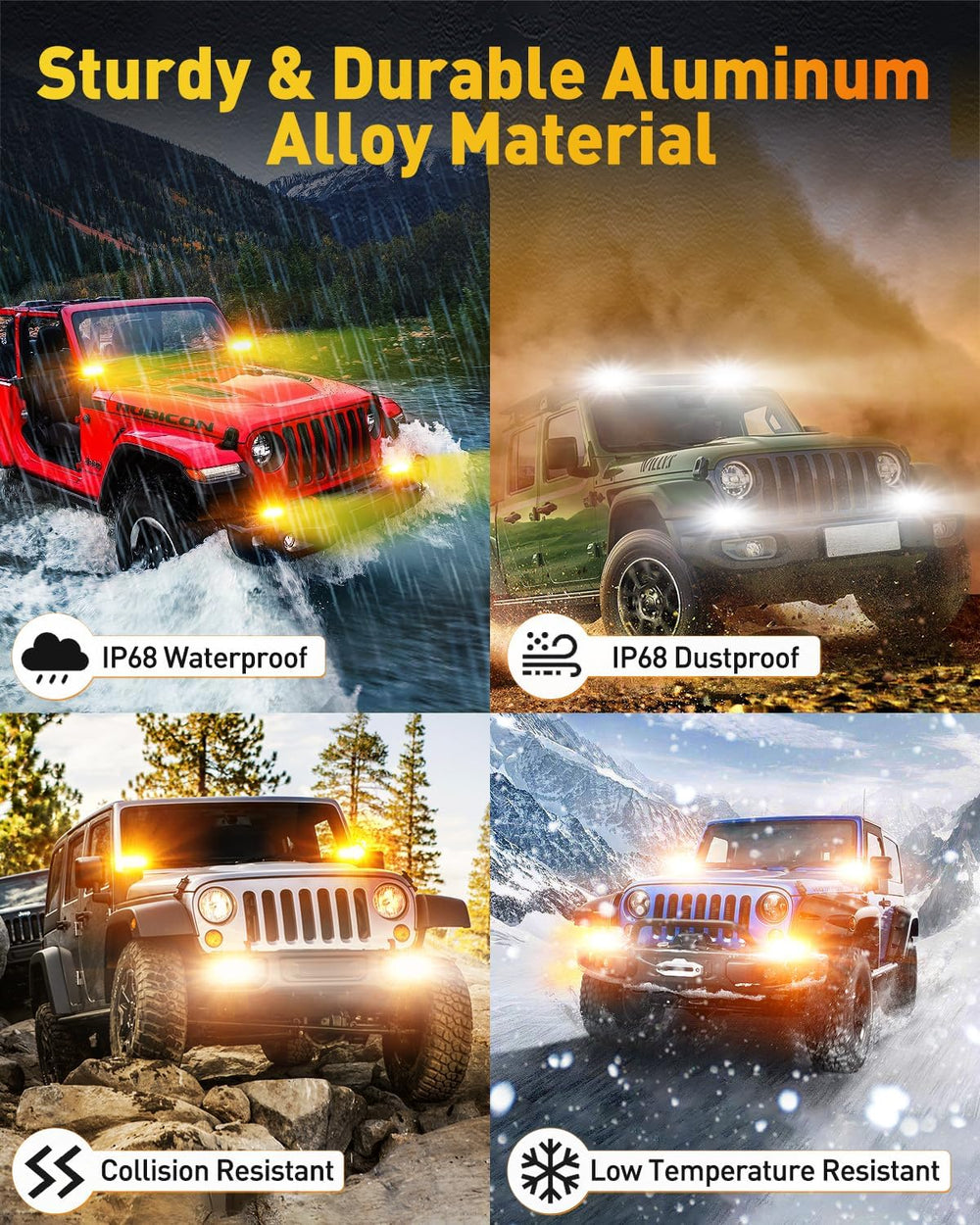 NAOEVO 6 Inch White Amber LED Light Bar, 50W 4000LM LED Fog Lights, 3-Mode