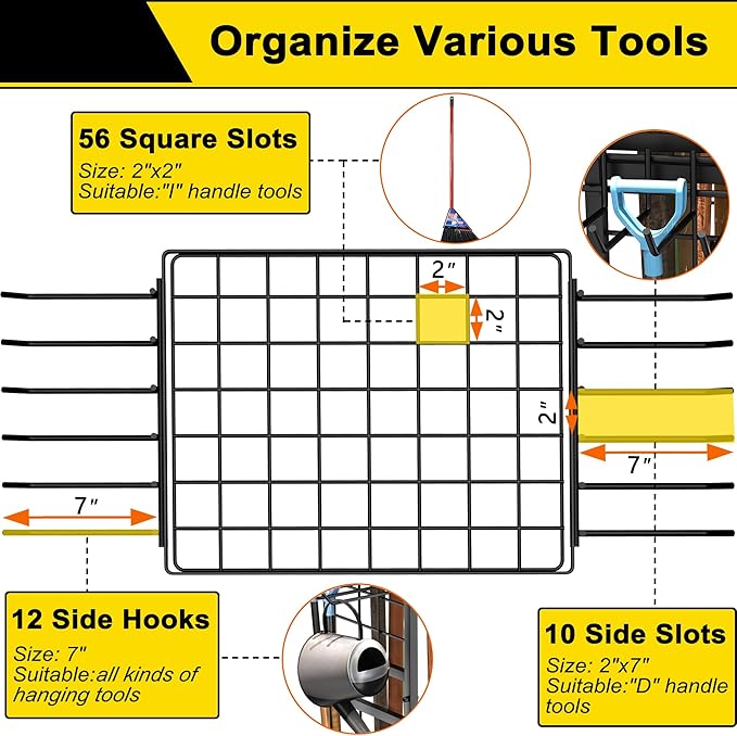 3 Tier Garden Tool Organizer, Garage Storage and Organization, Metal Yard Tools