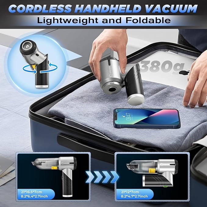 Saker Handheld Car Vacuum Portable Cordless17000PA Mini Vacuums Rechargeable