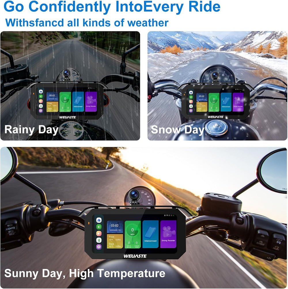 6.25" Motorcycle Carplay Screen with GPS NavigationSystem, Wireless Andr...