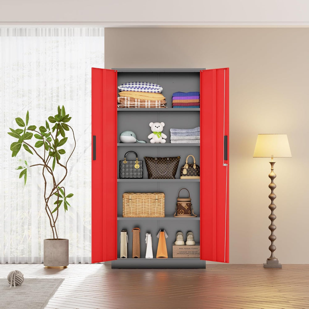 Bonusall 72" Metal Garage Storage Cabinet - 900lbs Heavy Duty Steel Cabi...