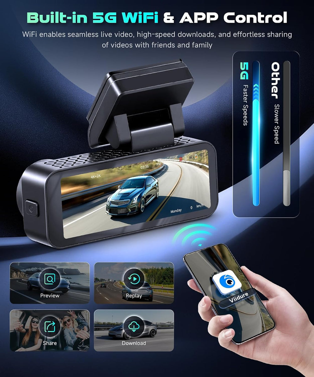 MAHVEC Dual Dash Cam Front and Rear,4K Front 2K Rear Inside Free 64GB Card