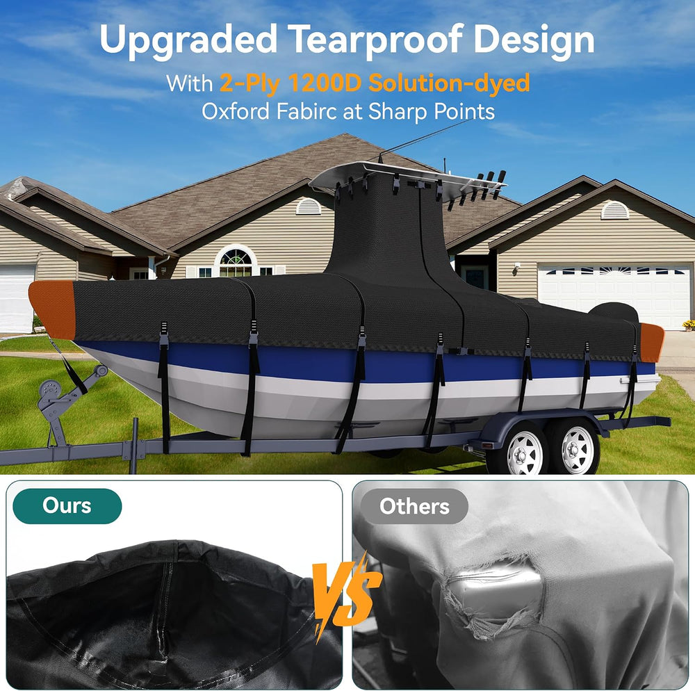 1200D Heavy-Duty 100% Waterproof T-Top Boat Cover 20-22ft Center Console