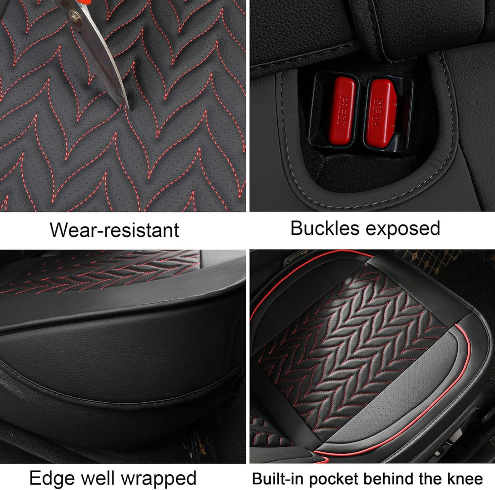 Front Seat Covers, 2PCS Leather Seat Covers Red for SUV Truck Sedan