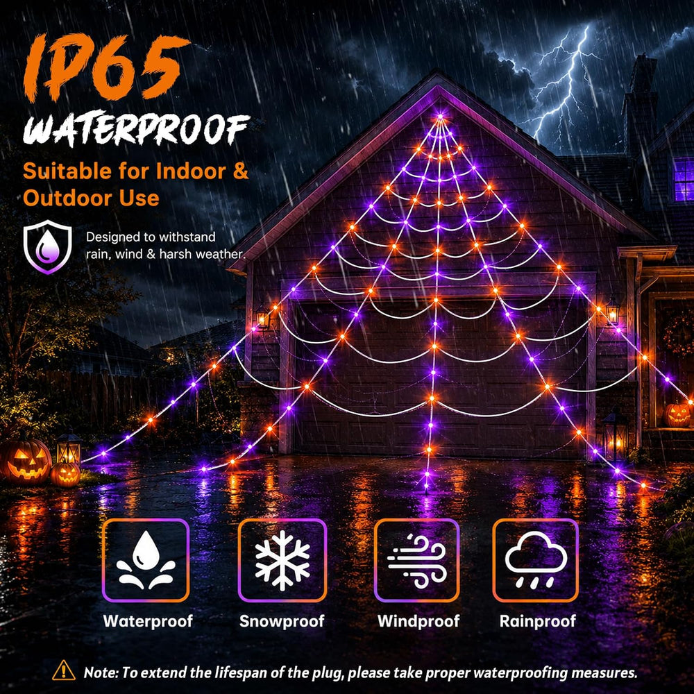 Halloween Decorations Spider Web Lights Outdoor+60CM/125CM Fake Spider