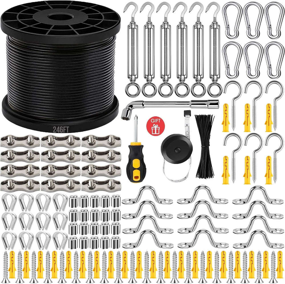 String Light Hanging Kit,246FT 304 Stainless Steel Cable