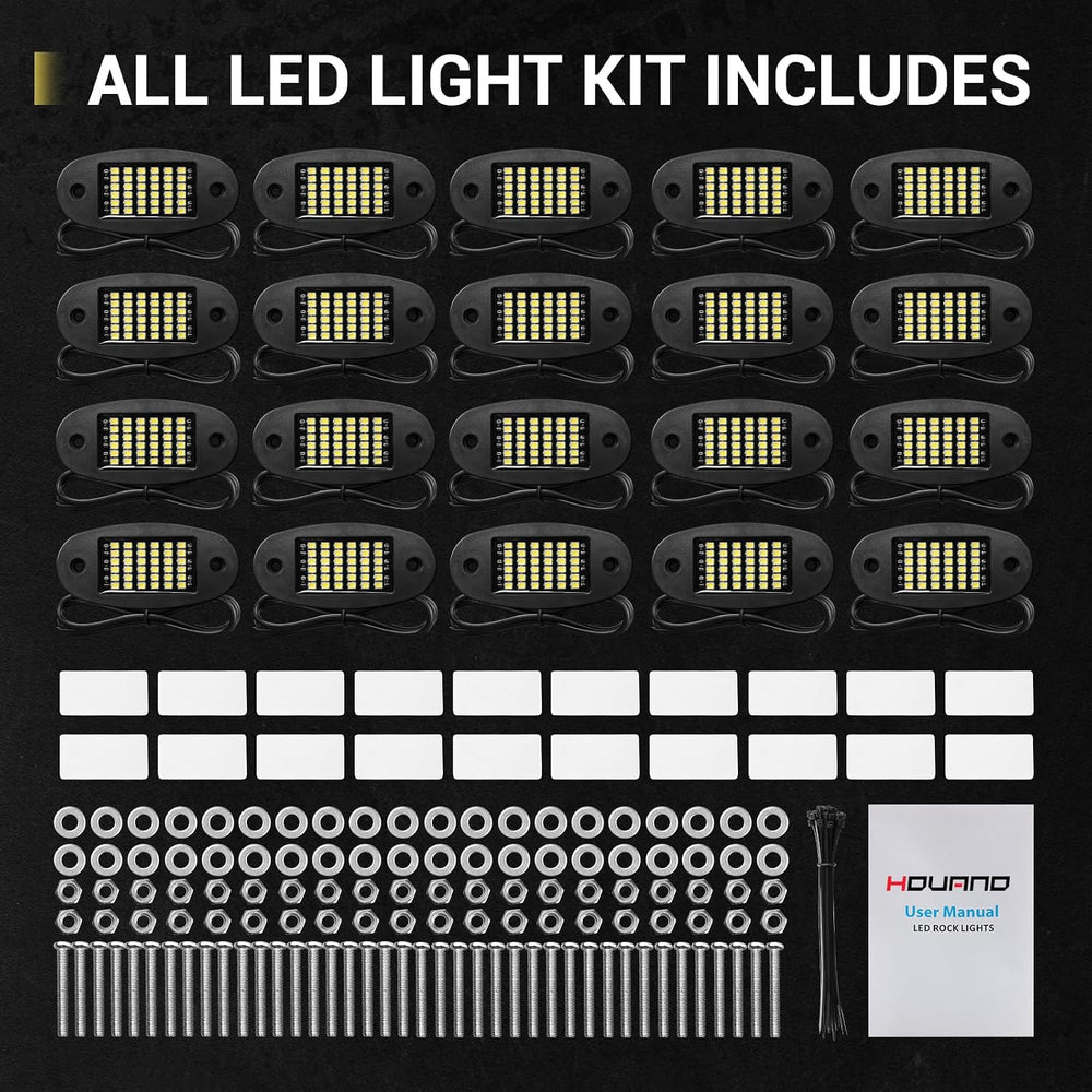 Hovano 20 Pods White Rock Lights 6000K Pure White 36 LEDs SMD Chips Super Bri...
