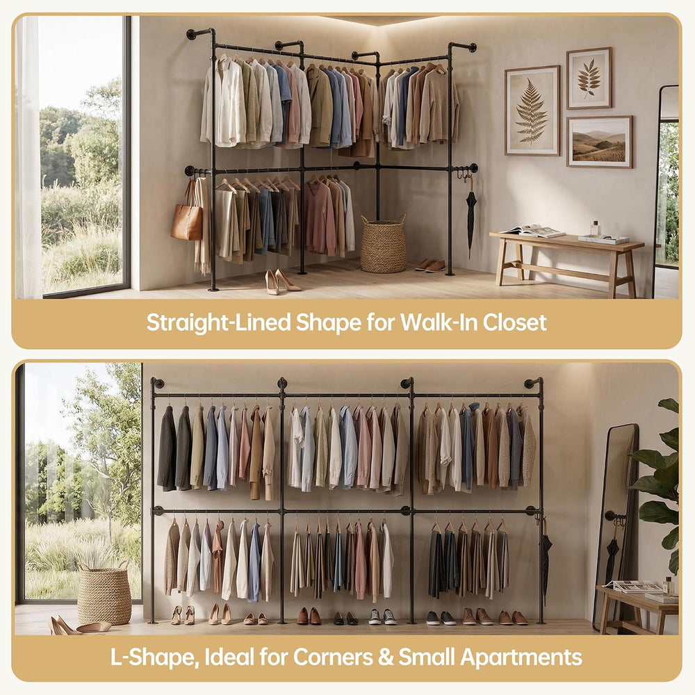 Kryonix Wall Mounted Closet System, 6 Hanging Rods