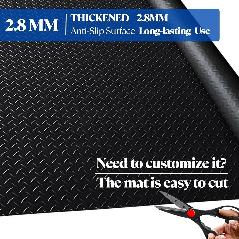 BESEA 4 x 10 FT Garage Floor Mat, Diamond Plate Rubber Flooring Roll