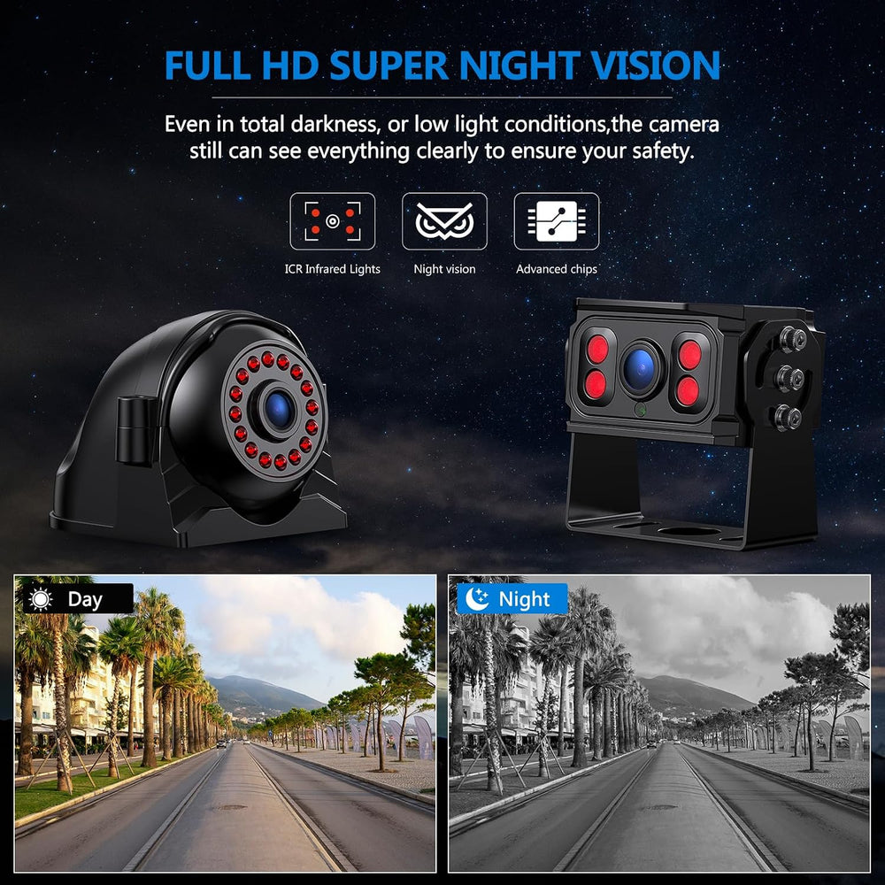 4K RV Backup Camera System, 10.36" Quad Split Touchscreen Monitor