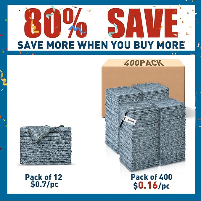 Microfiber Cleaning Cloths Bulk Pack-400 Pack, Microfiber Towels Bulk, Towels