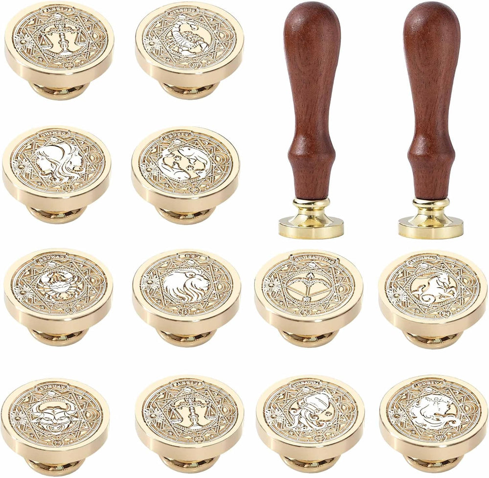 Zodiac Wax Seal Stamp Kit - 12PCS Constellations Sealing Wax Stamp Set, 1.18i...