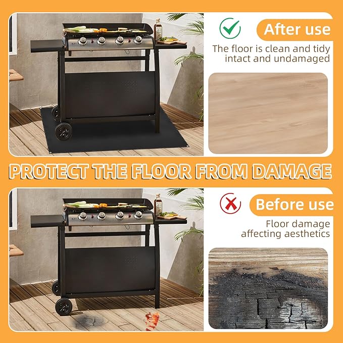 Under Grill Mat for Outdoor Grilling, 60 x 48 inches Double-Sided Fireproof