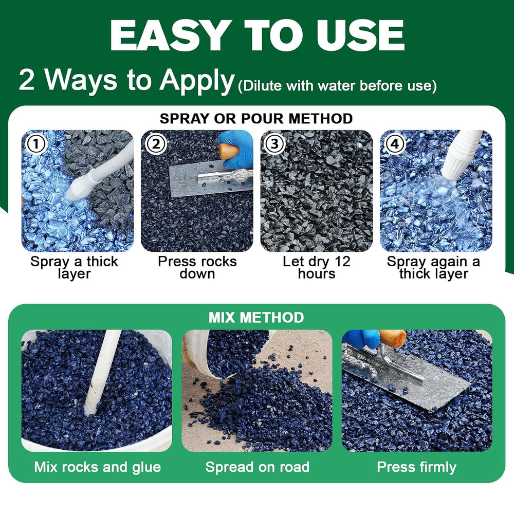 Teexpert Rock Glue for Landscaping：2 Gallon 2X Concentrated Gravel Glue for P...