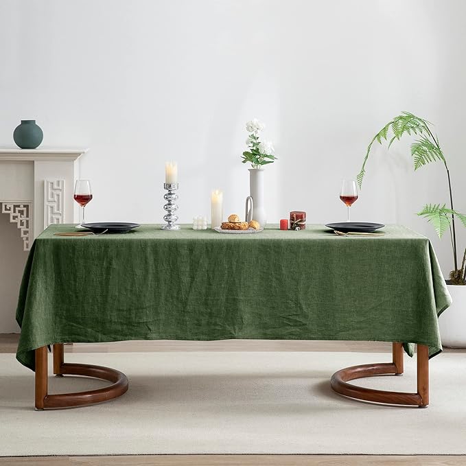 EVERLY 100% Pure Linen Rectangle Tablecloths 60x108Inches for Dining,Buffet P...