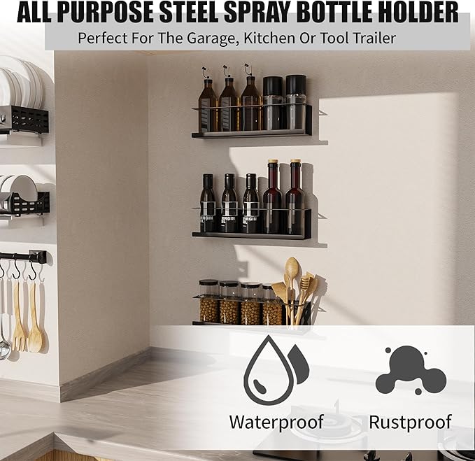 4 Pack Wall-Mounted Spray Bottle Holder, Aerosol Spray Can Holder Storage Rack