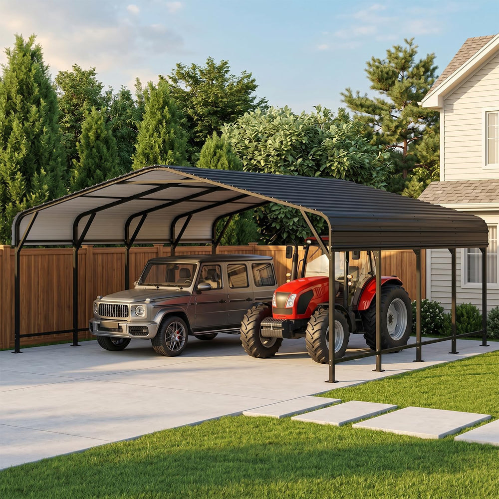 20x20 FT Metal Carport, Outdoor Heavy Duty 2 Car Carport with Reinforced Galv...