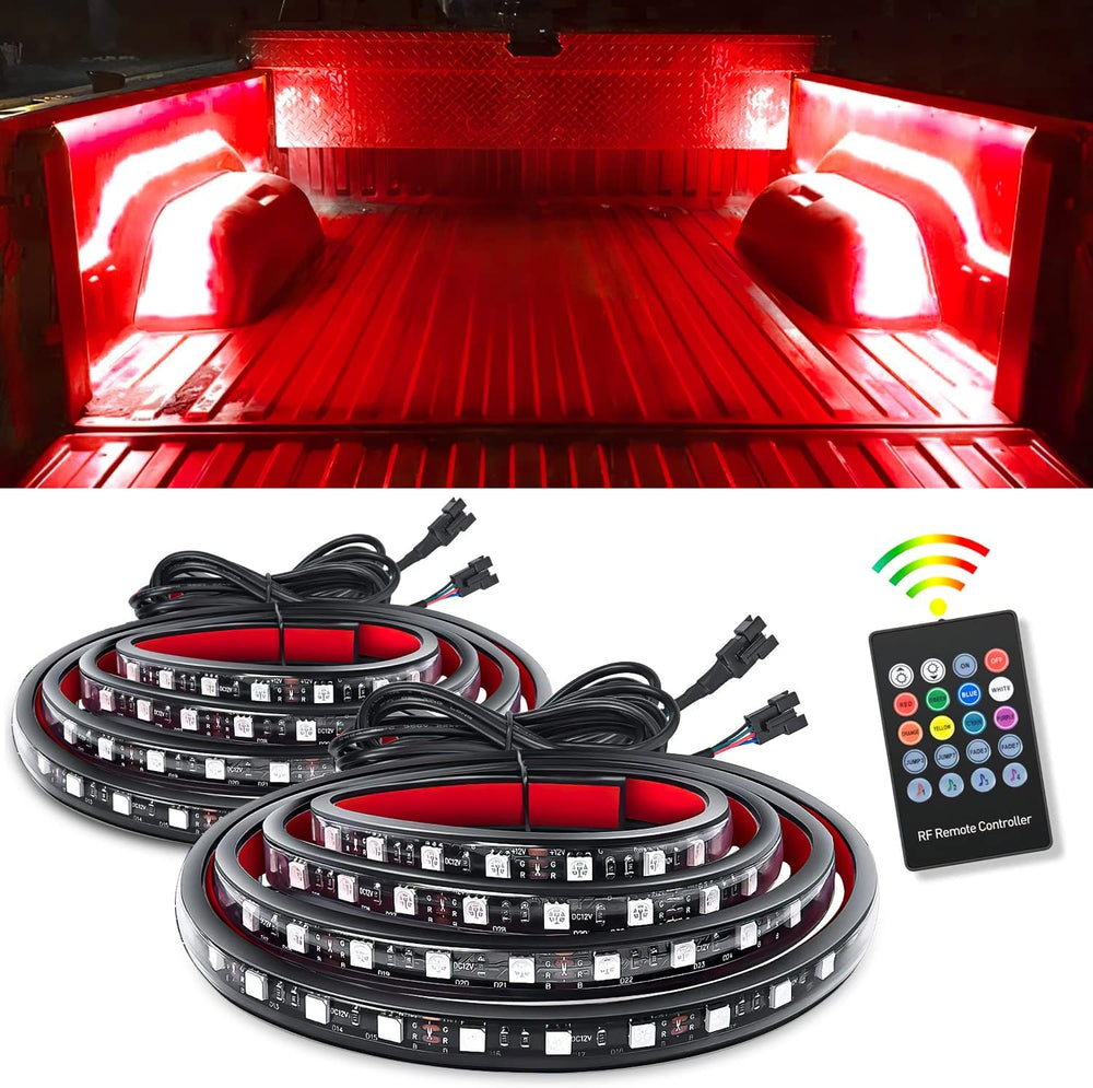 Nilight - TL-31 2PCS 60Inch RGB Truck Bed Light Strip Kit 180 LED RF Remote C...
