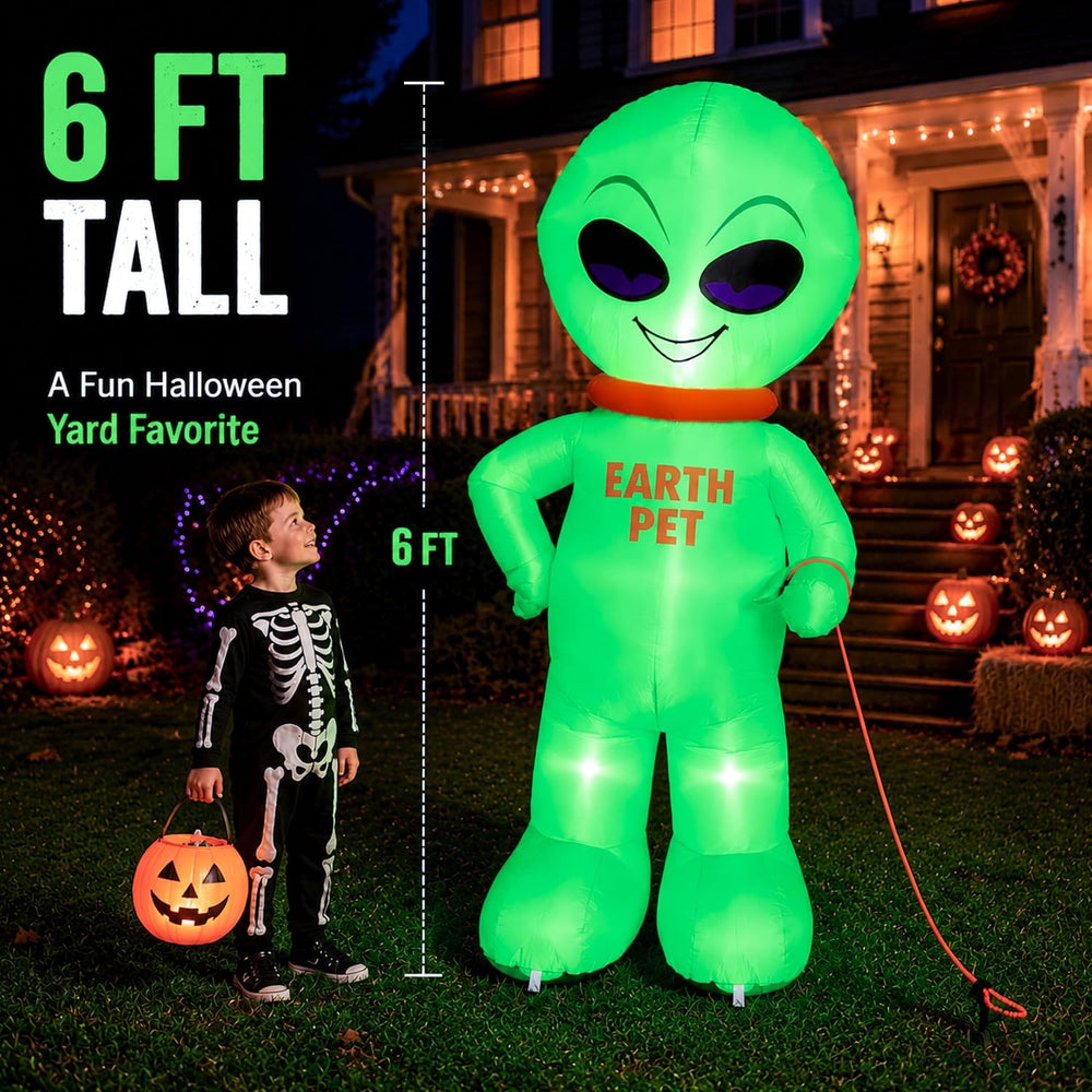 6 FT Halloween Inflatable Alien Earth Pet Outdoor Yard Decoration