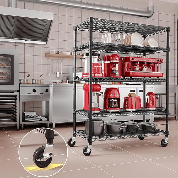 IZEUK Garage Shelving Wide Storage Shelves 5 Tier Metal Shelves Heavy Duty