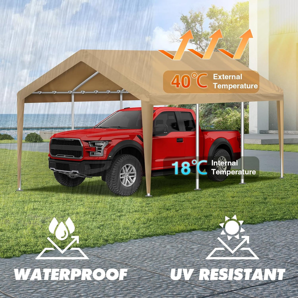 10x20FT Carport Canopy Replacement Cover Heavy Duty Waterproof & UV Prote...