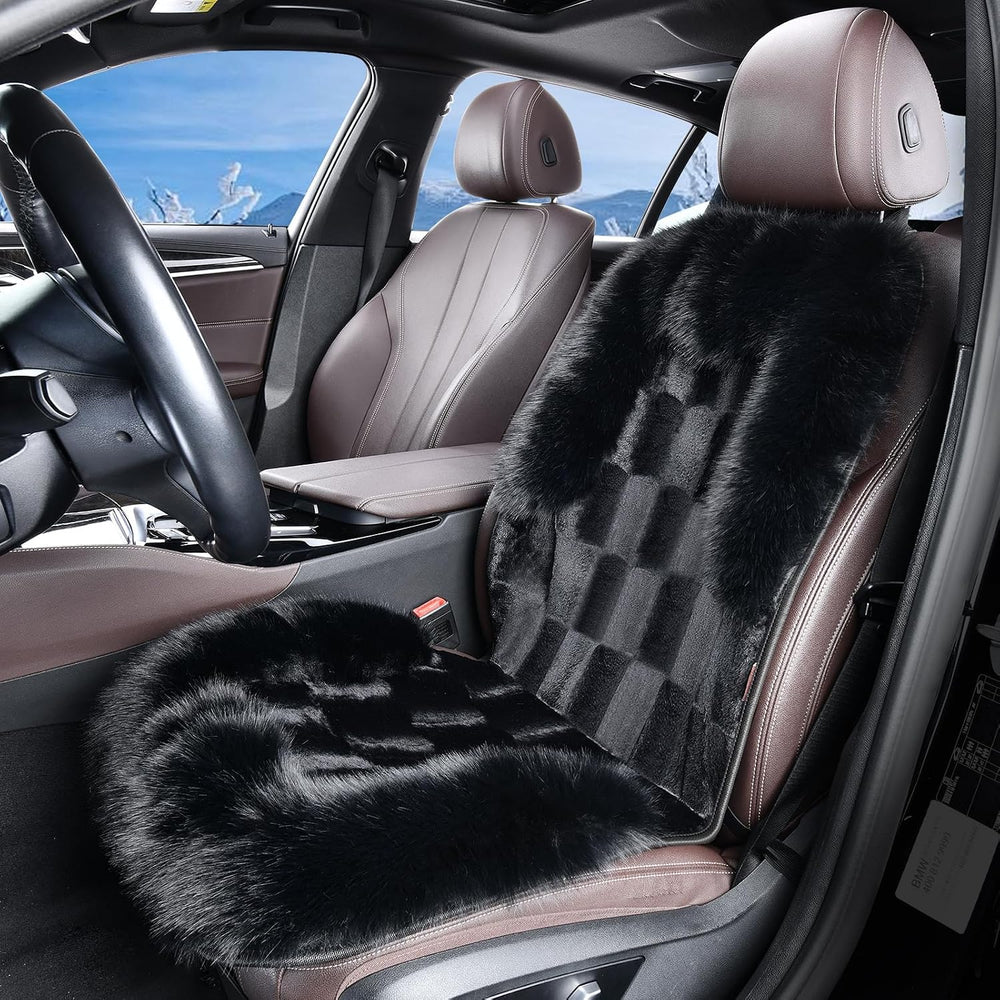 Coverado Fluffy Fur Car Seat Covers, Luxury Thickened Plush Car Seat Cushion ...