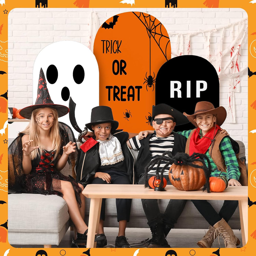 3 Pcs (6ft/5ft/4ft) Halloween Arch Backdrop Trick or Treat Decor Spider Ghost...