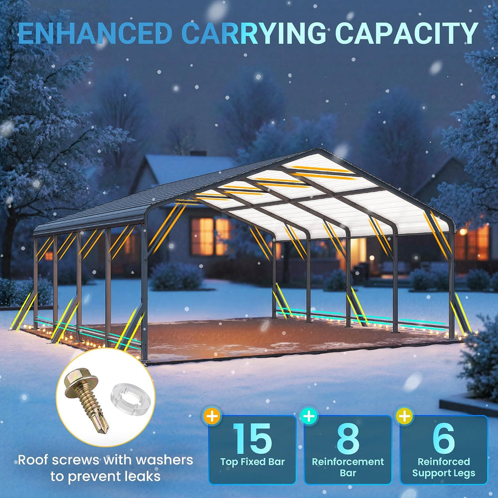 Wisteria Lane Metal Carport, Carports 20x20 Heavy Duty with Thicker Frame and...