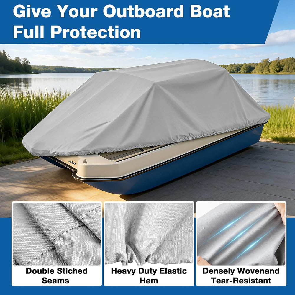 1200D Pond Boat Cover for 8'-10'L,Gray