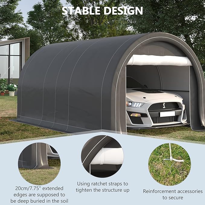 Outsunny 10' x 16' Carport, Heavy Duty Portable Garage Storage Tent