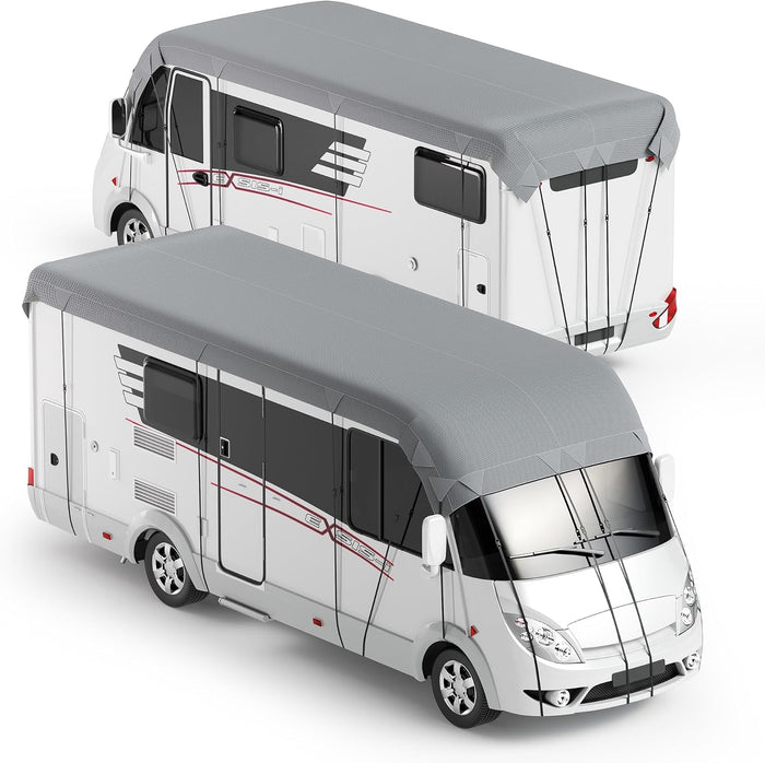 RV Roof Cover Heavy Duty Waterproof UV Resistant for Travel Trailer & Motorhome, Windproof Camper Roof Cover with Reinforced Straps, Fits 22 x 10 ft, Grey