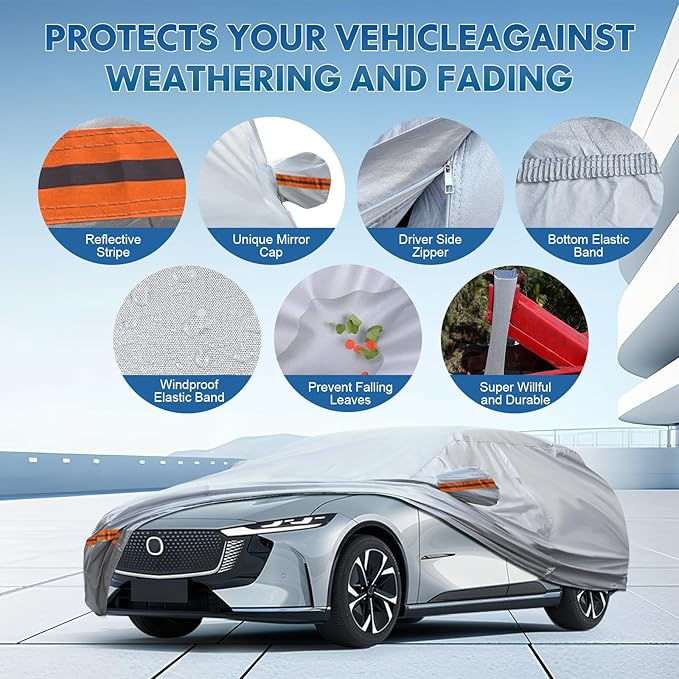 KEYOOG 6-Layer Full Car Cover is All-Weather Waterproof, Universal in All