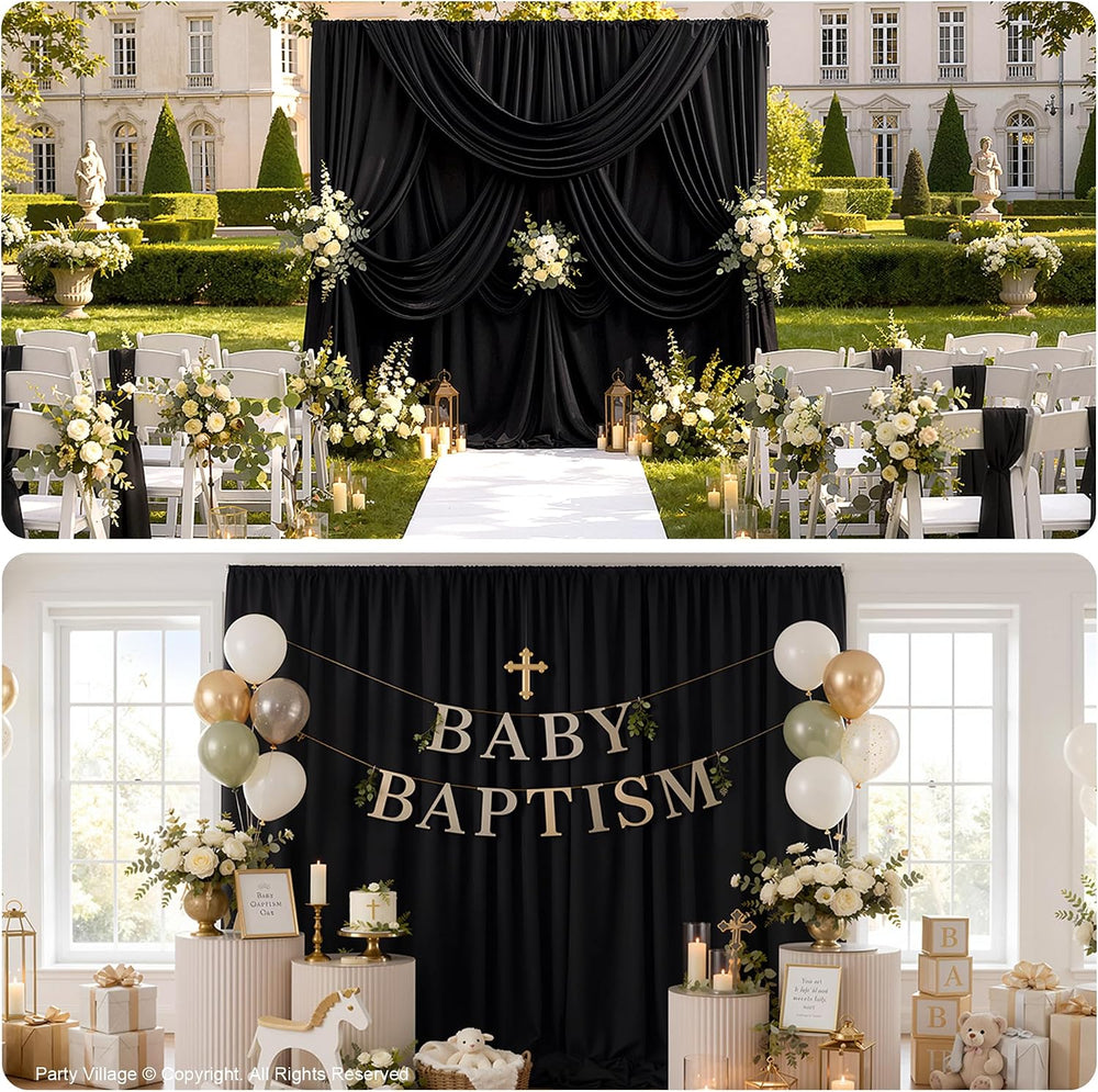 20x10FT Black Backdrop Curtains, Polyester Back Drop for Halloween