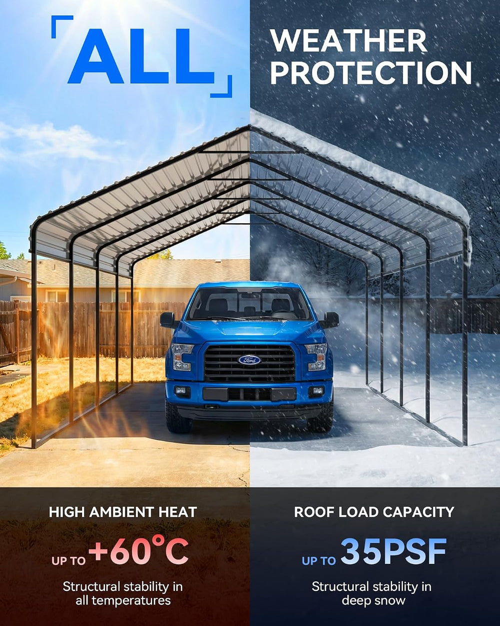 Metal Carport Canopy 12x20FT Heavy Duty with with Top Crossbar