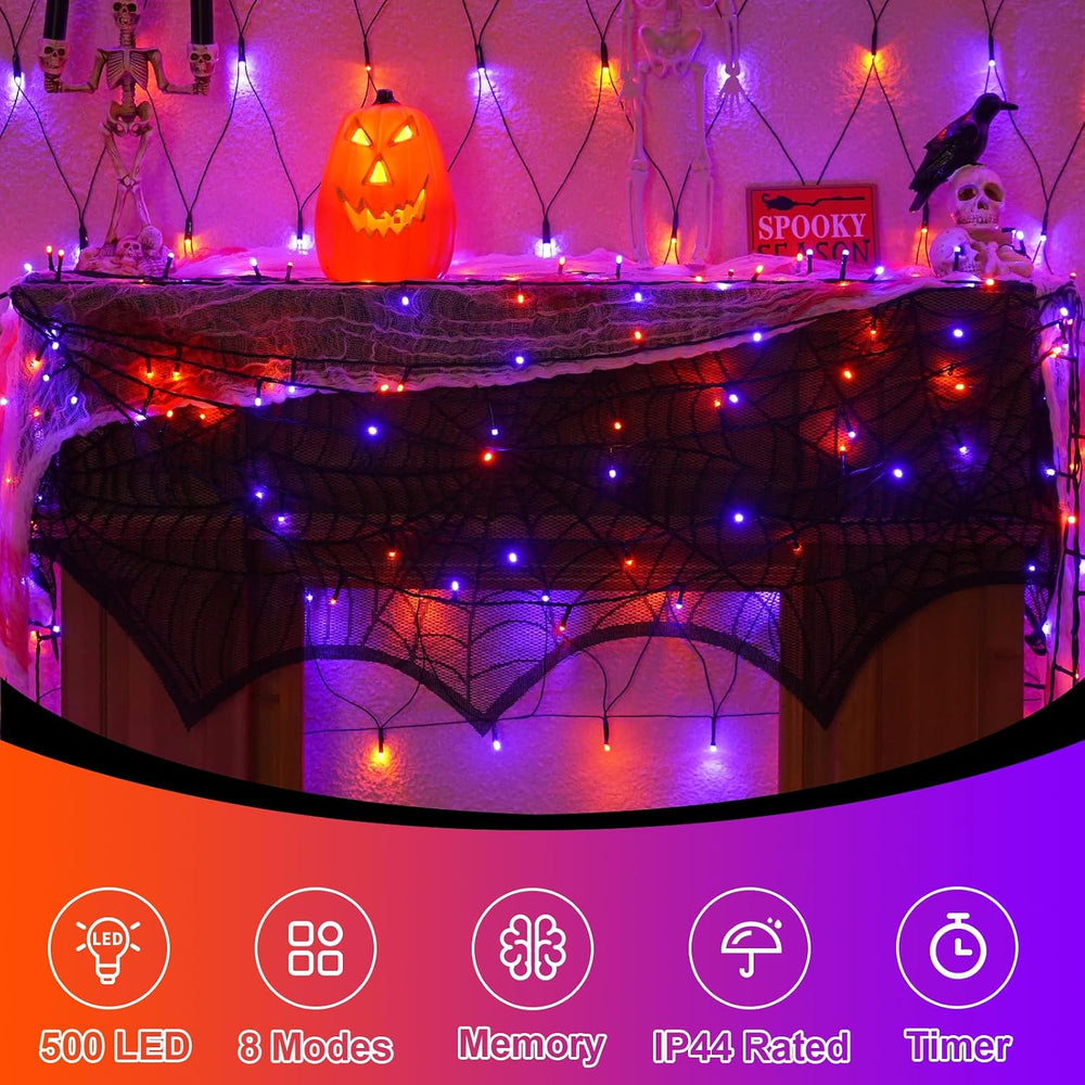 Halloween String Lights Orange and Purple 165ft 500 LED