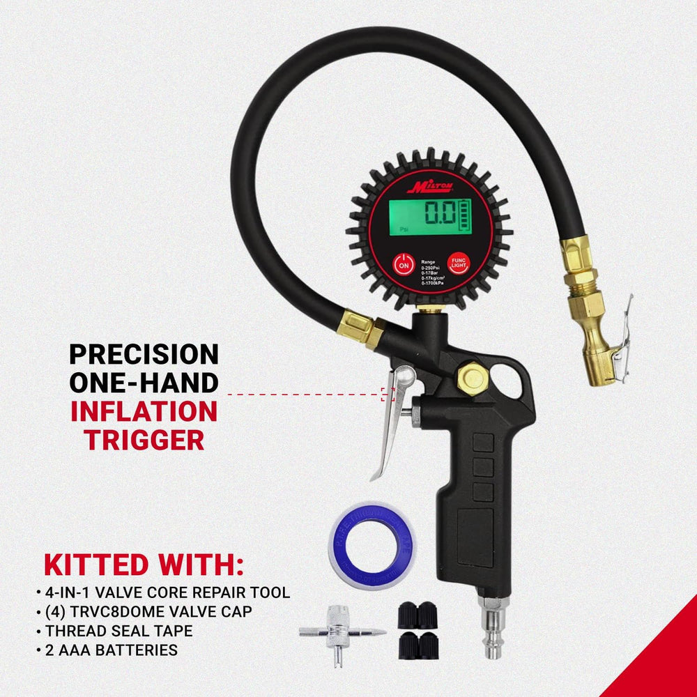 Milton 507KIT Digital Tire Inflator Car Accessories w/Accurate Air Tire Press...