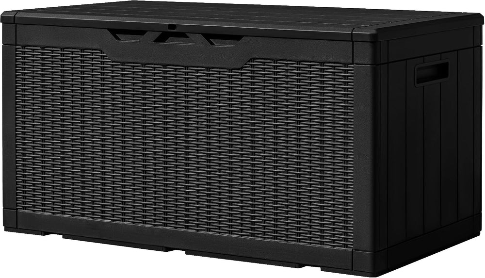 Greesum 100 Gallon Resin Deck Box Large Outdoor Storage, Imitation Rattan Wea...