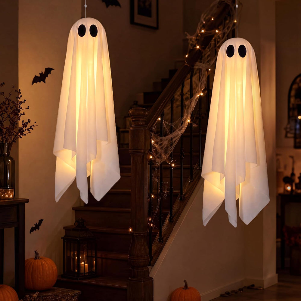JOYIN 2 Pcs 20" Scary Halloween Decorations Outdoor Hanging Ghost, Light...